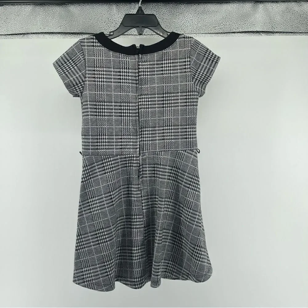 The Children’s Place Girl’s Black Houndstooth Short Sleeve Fit & Flare Dress 6